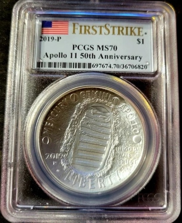 2019年 P アポロ11号 シルバー ドル PCGS MS70 50周年記念 ファーストストライク レア|WORLD RESOURCE【KING店】