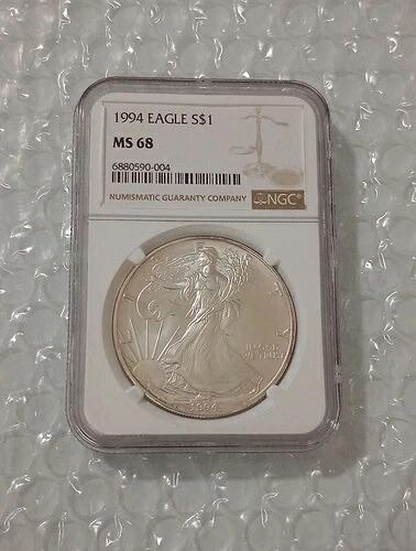 アメリカ シルバーイーグルドル 1994年 NGC MS 68