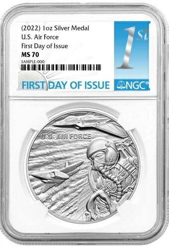 2022年 アメリカ空軍 1オンス シルバーメダル NGC MS70 FDI ファーストラベル