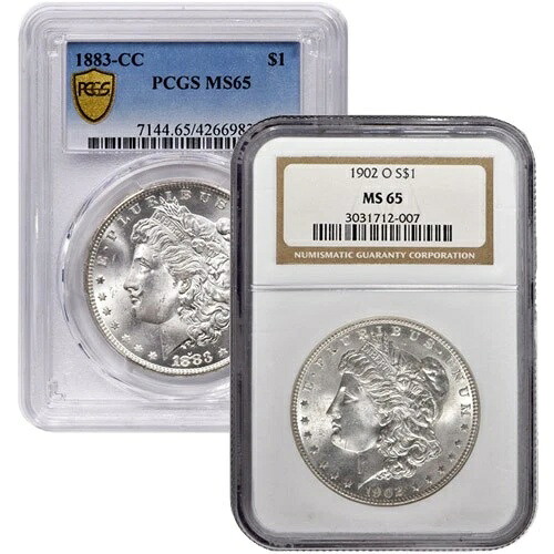 モルガン銀貨 MS65 (1878-1904、PCGS または NGC)