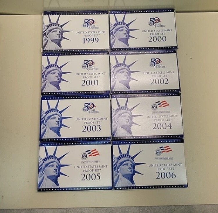 1999-2006年 米国造幣局 プルーフクラッドセット オリジナルボックス＆COA 8年間セット