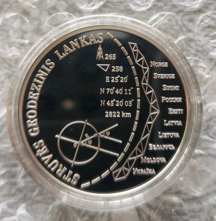 リトアニア 20 ユーロ ? 2015 シルバー プルーフ STRUVE GEODETIC ARC UNESCO 発行枚数少!! 63,525円
