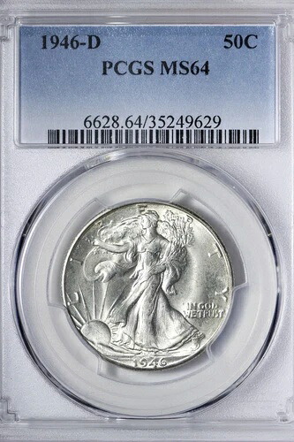 BU 1946-D ウォーキング・リバティ・ハーフダラー PCGS MS64 優良日付 ZLM