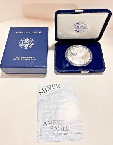 2003-W アメリカンイーグル 1オンス プルーフ シルバー 地金 1ドルコイン 箱・鑑定書付き .999