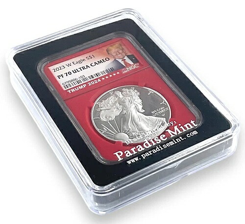 2023 W シルバーイーグル プルーフ NGC PF70 UC - レッドコア トランプ 2024 ラベル ブラックケース付き