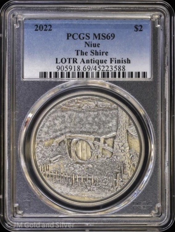 2022年 ニウエ 1オンス シルバー アンティーク仕上げ ザ・シャイア PCGS MS 69 | ロード・オブ・ザ・リング