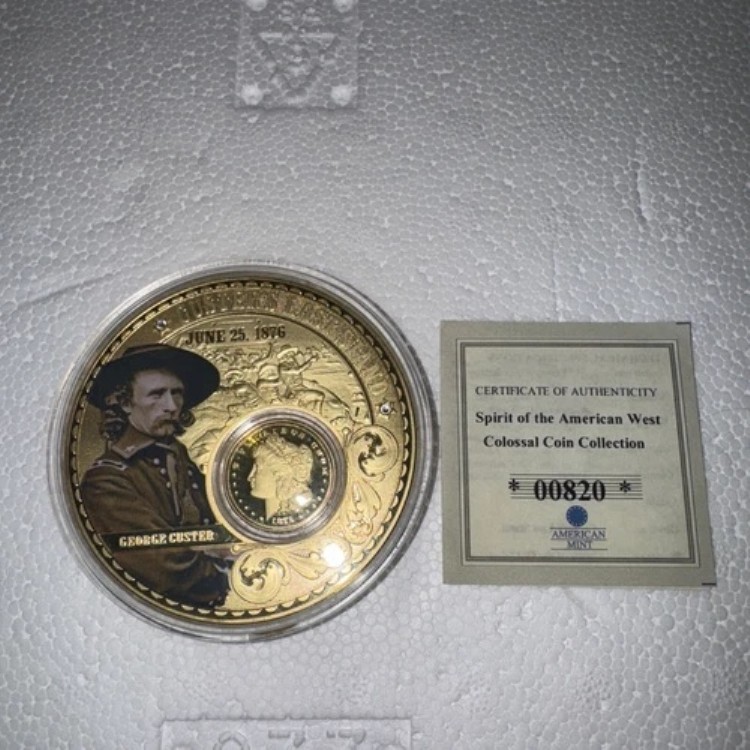 アメリカンミント スピリット・オブ・ザ・アメリカン・ウェスト ジョージ・カスター インセット 鑑定書付き ジャンボ 70mm