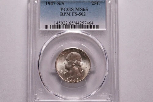 1947年春夏ワシントンクォーター、PCGS MS65 RPM FS-502