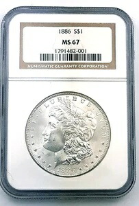 1886年モルガン銀貨 ~ NGC MS67 385,110円