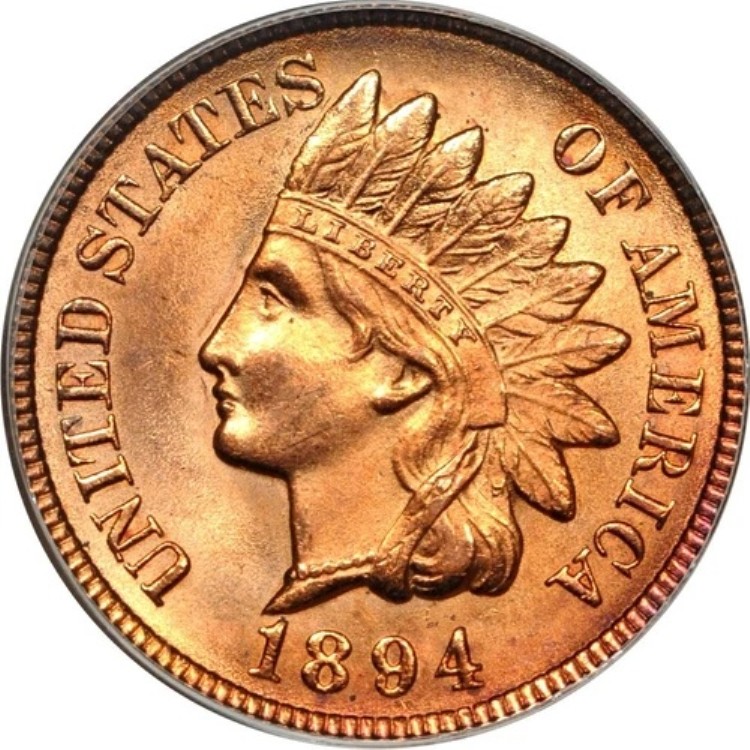 1894年 1セント インド セント PCGS MS65RB OGH (写真シール)