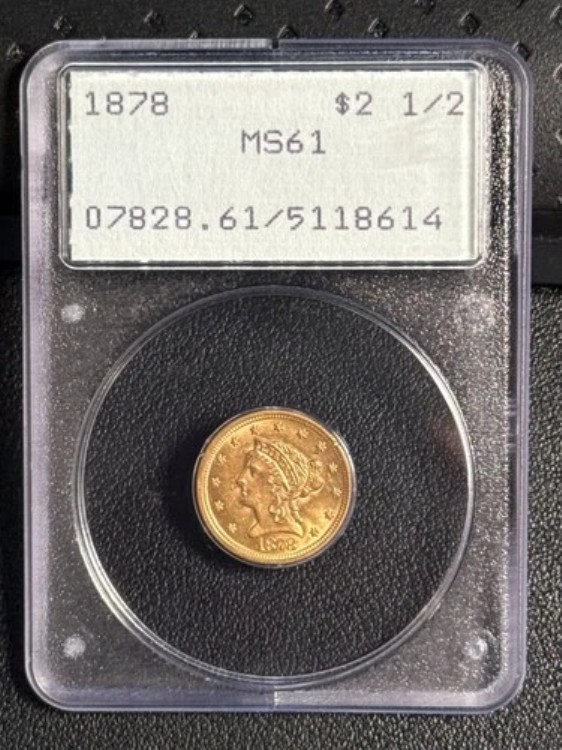 1878年 P $2.50 ゴールド リバティ ヘッド クォーター イーグル PCGS MS-61 OGH RATTLER PQ
