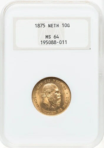 オランダ - 1875 年 ウィレム 3 世 10 グルデン - NGC MS64 - 素晴らしい色と品質!