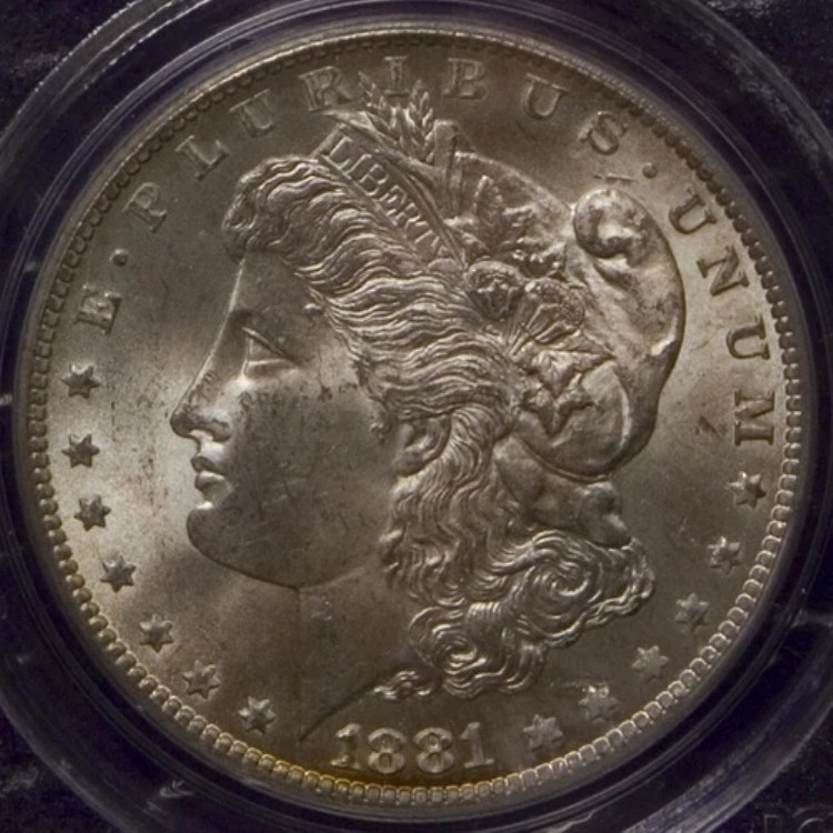 1881年 CC モーガン 1ドル PCGS MS64 キーデート フロスティ CW シルバー スラブ ミントコイン