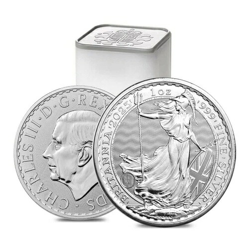 25ロール - 2025年 英国キング 2ポンド銀貨 ブリタニア 0.999 1オンス BU - 在庫あり