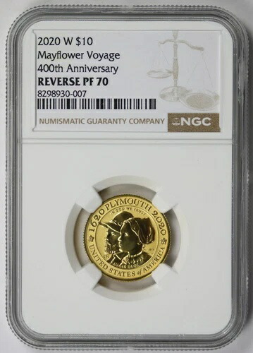 2020-W メイフラワー号400周年記念金貨 10ドル リバース PF 70 NGC