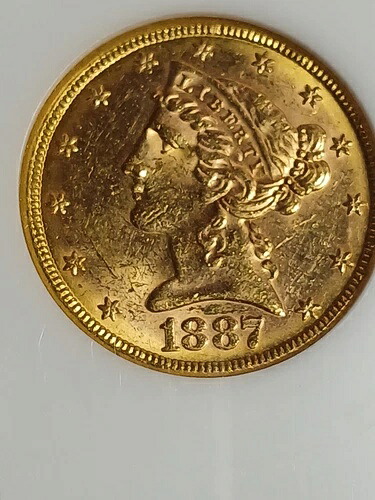1887-S 5ドル リバティゴールド。NGC MS-62 認定。新品同様。コレクターズチョイス。
