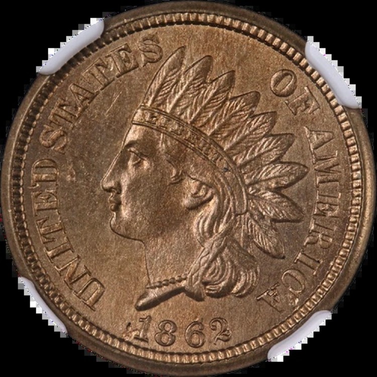 1862年製 インディアンセント NGC MS65 素晴らしい外観 強い打痕