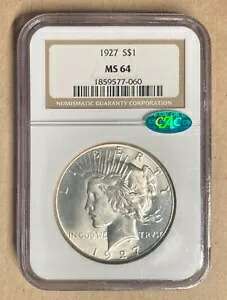 1927年 NGC & CAC MS64 平和ドル 1ドル