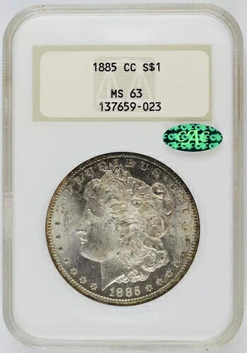 1885年CCモルガン銀貨NGC MS-63 CAC