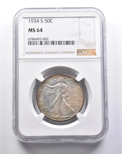 MS64 1934-S ウォーキング・リバティ・ハーフダラー NGC *3257