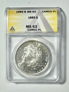 非常に希少な1885年製モルガン・フィラデルフィアP銀貨$ ANACS MS61カメオ・プルーフ（PLのような）｜WORLD RESOURCE【KING店】 425,700円