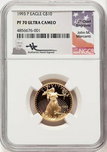 1993-P 10ドル クォーターオンス イーグル金貨 ジョン・マーカンティ NGC PF70｜WORLD RESOURCE【KING店】