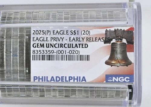 20巻 - 2025年 (P) 1ドル アメリカン シルバー イーグル プライベート NGC ジェム 未使用