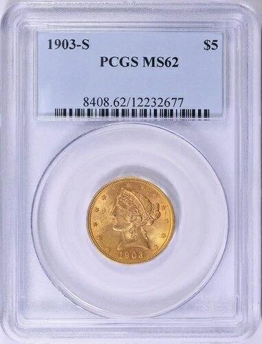 1903-S リバティヘッド ハーフイーグル 5ドル金貨 PCGS MS62｜WORLD RESOURCE【KING店】