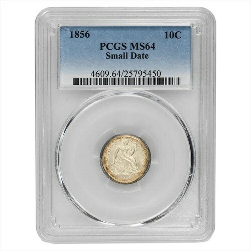 1856年製 小型デイト シーティング リバティ ダイム 10セント PCGS MS 64