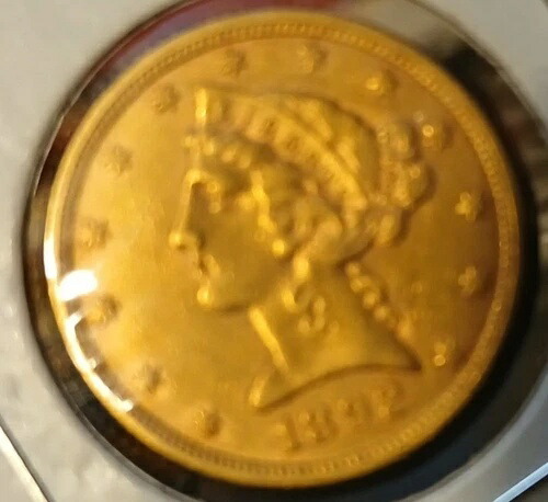 1892年 P リバティヘッド ハーフイーグル金貨 5ドル