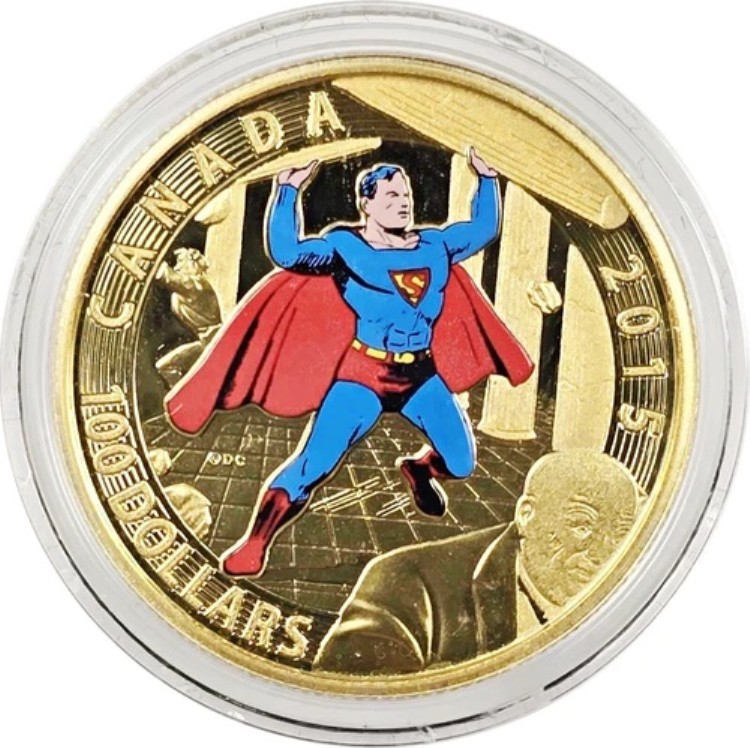2015年カナダドル 100ドル 12g 14K 金貨 象徴的なスーパーマンコミックブックカバー #4 1940
