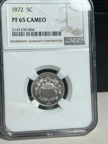 1872年シールドニッケルNGC PF-65カメオ