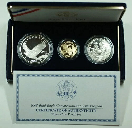 2008年 ハクトウワシ金銀記念コインプルーフセット（箱付き）