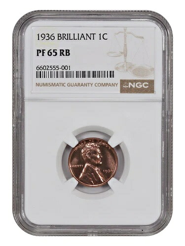 1936年 1C NGC PR65RB（ブリリアント） - リンカーンセント（裏面小麦色） - キーデートプルーフ 380,160円