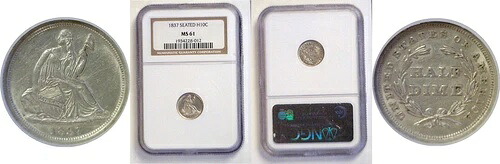 1837年 H10C シーティングリバティハーフダイム - NGC MS-61