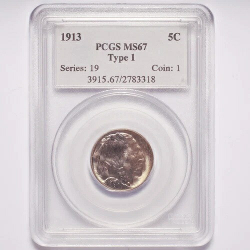 1913年 バッファローニッケル タイプ1 PCGS MS67 383,130円