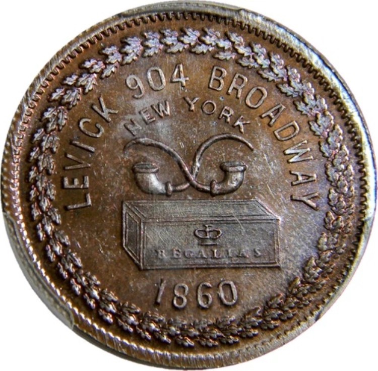 ニューヨーク NY 1860 J.N.T. レヴィック トークン PCGS MS 65 BN (5-4)