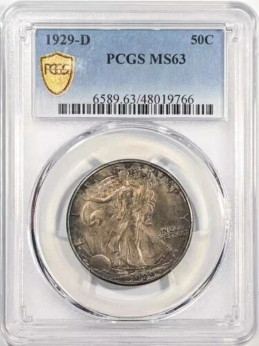 1929年 D ウォーキング・リバティ ハーフダラー PCGS MS-63