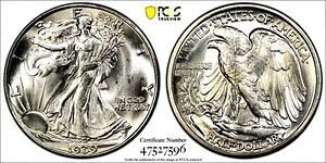 1939年 S ウォーキング・リバティ 50セント シルバー ハーフドル PCGS MS 66 PCGS認定 47527596|WORLD RESOURCE【KING店】