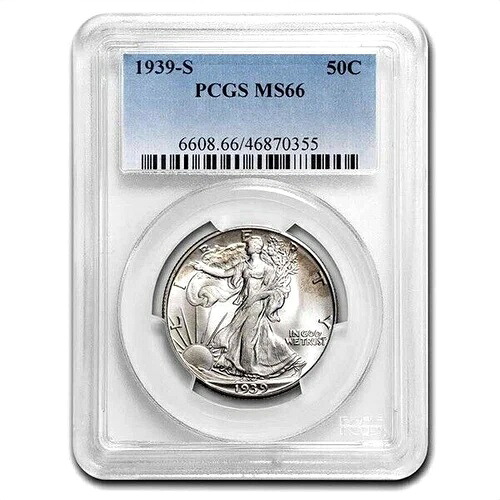 1939年 S ウォーキング リバティ 50セント シルバー ハーフ ドル PCGS MS 66 PCGS 認定 46870355｜WORLD RESOURCE【KING店】
