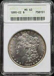 1890年CCモルガン銀貨ANACS MS-62