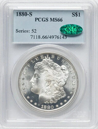1880-S モーガン銀貨 - PCGS MS66 CAC - 信じられないほどのフロスティジュエル! PQ+!｜WORLD RESOURCE【KING店】