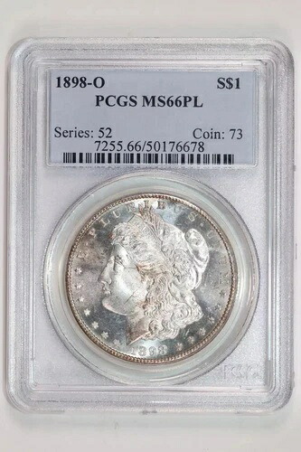 1898-O モーガン ドル PCGS MS66 PL - 派手な & 非常に高品質!