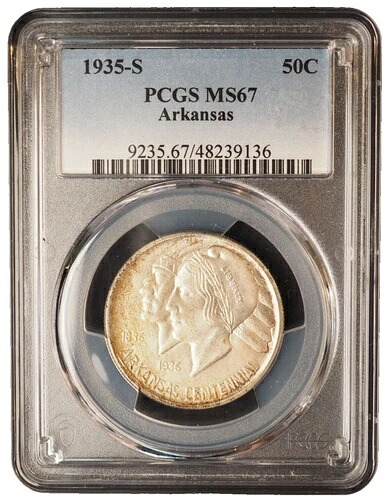 1935年 アーカンソー州 シルバー ハーフドル ** PCGS MS 67 **送料無料 G926｜WORLD RESOURCE【KING店】