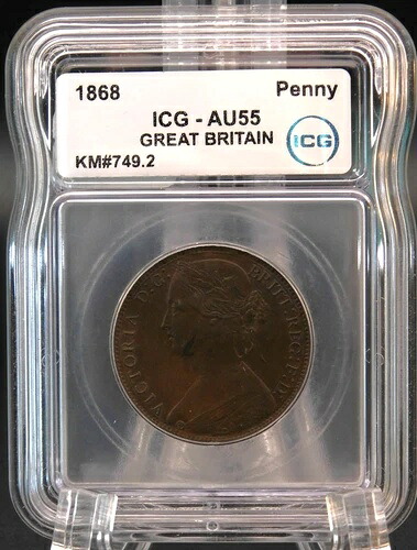1868年 イギリス 1セント硬貨 - ペニー ICG AU 55 (BT1092)
