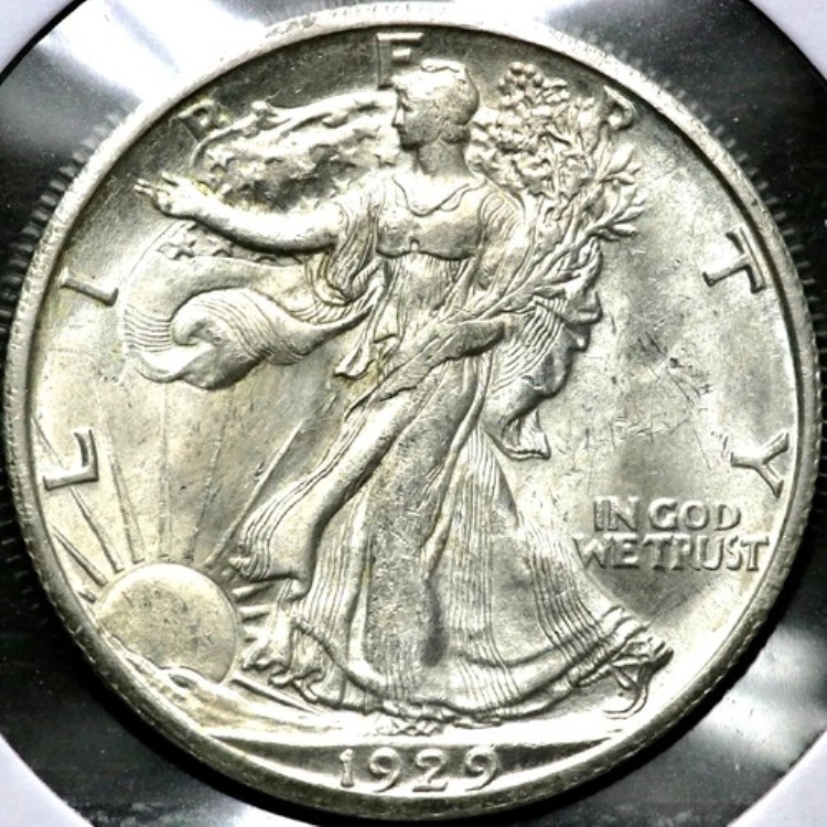 1929-S ウォーキング・リバティ ハーフ1/2ドル - BU ナイスコイン！ R1007
