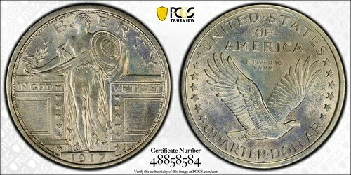 1917年製 タイプ1 スタンディングリバティクォーター ～ *美しいハイグレード + FH + トーン*