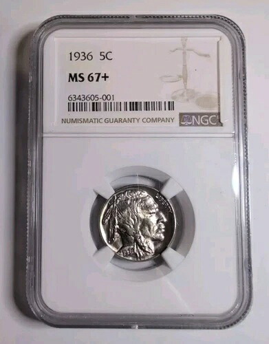 1936-P バッファローニッケル、NGC MS67+、