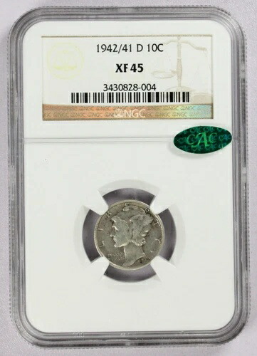 1942\\41-D NGC-XF45 マーキュリーシルバーダイム
