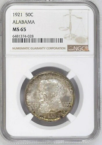 1921年アラバマハーフダラーNGC MS65記念50セント銀貨